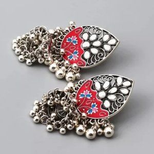 Crystal Beaded Dangle Indian Earrings Bohemian Style